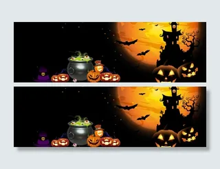 卡通万圣节南瓜黑色背景