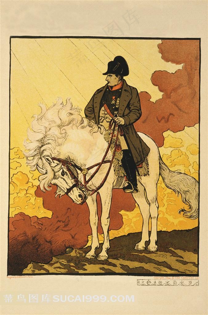 欧式创意插画海报骑马的男人