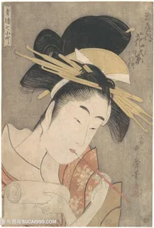 喜多川歌磨唯美女性艺术装饰画
