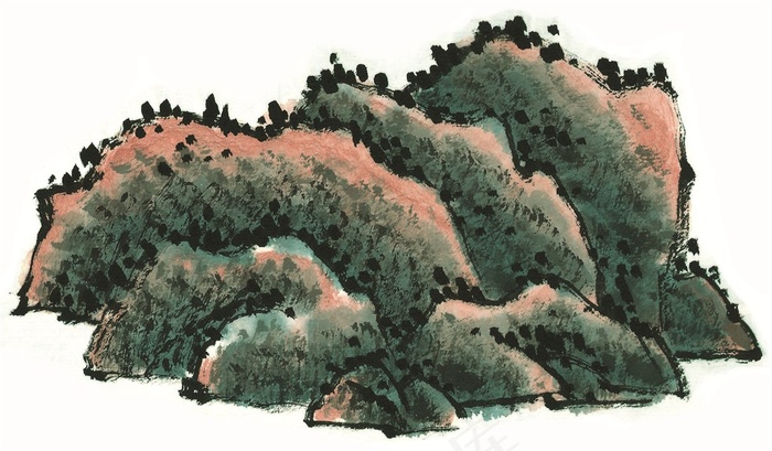 山石工笔jpg素材