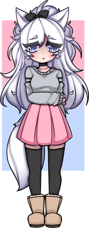 委屈线条女孩卡通简笔素材