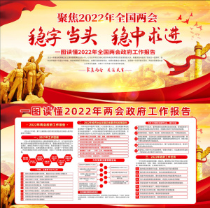 一图读懂2022两会*工作报告展板