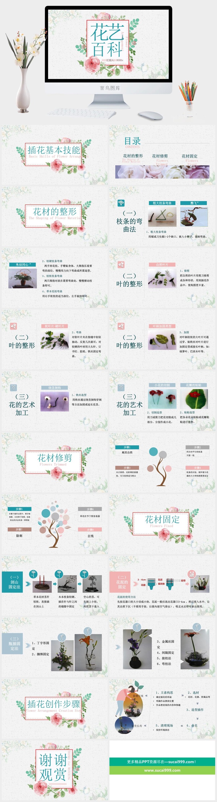 植物花卉多肉景观植物知识培训PPT模板