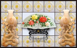 中式大型玉雕壁画电视背景墙