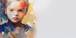 水彩画女孩背景