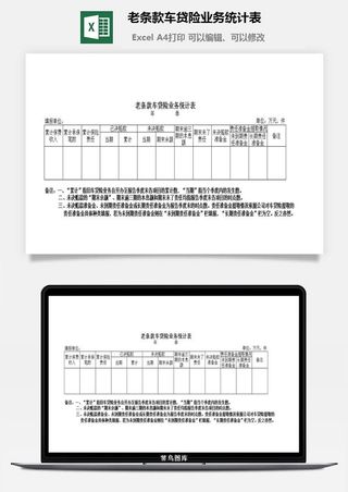老条款车贷险业务统计表excel模板
