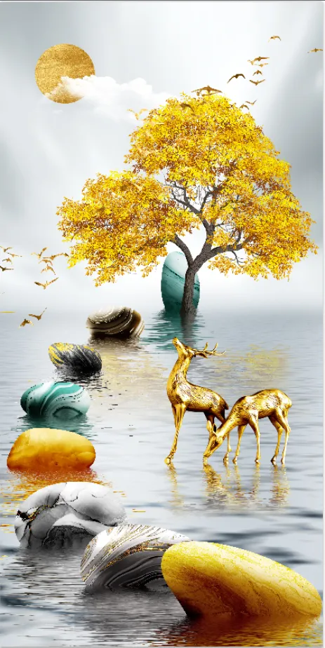 轻奢抽象玄关装饰画psd模版下载