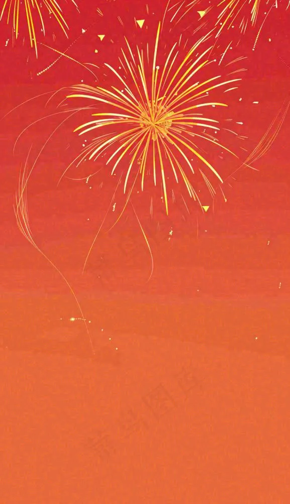 橙红渐变喜庆烟花节日背景(832x1440)