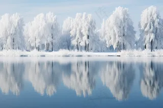 冬天雪景森林雾凇白雪摄影图