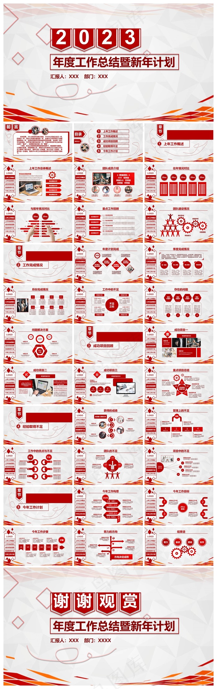 喜庆完整2023年工作计划述职报告PPT模板