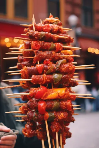 烤肉烧烤串美食摄影图