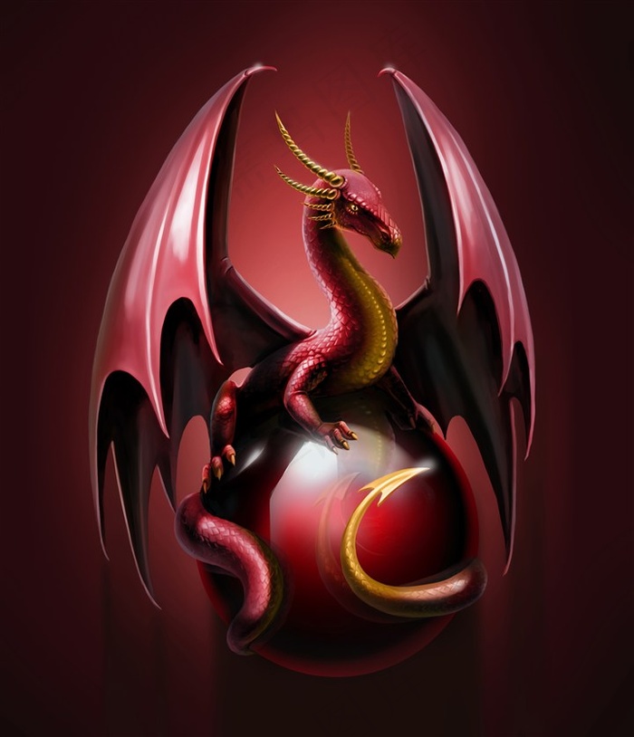 枚红色卡通西方龙高清图片