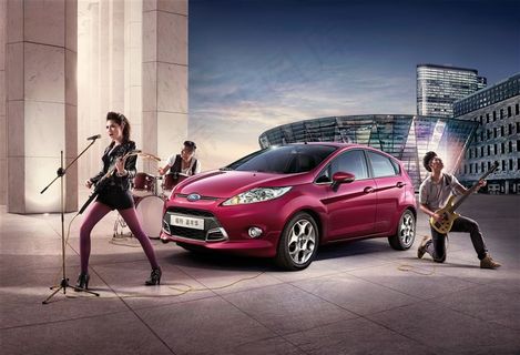 福特红色汽车活力乐队宣传广告