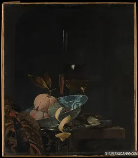 威廉 · 卡尔夫，有水果，玻璃器皿和万利碗的静物画