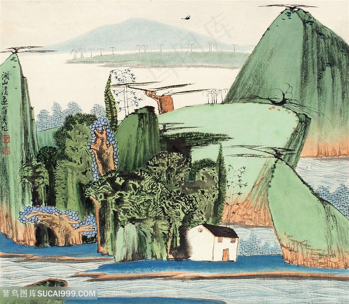 薛亮水墨风景画巍峨山脉高清艺术装饰画