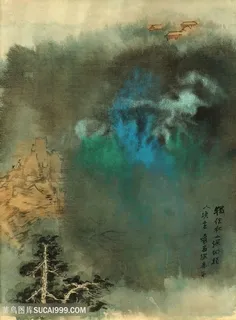 张大千水墨画松树装饰画 张大千水墨画松树装饰画