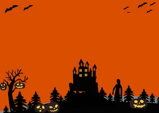 卡通狂欢万圣节橙色背景