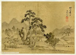 清代画家王翬山水画松溪书屋国画图片