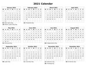 2021 年日历 PNG免抠