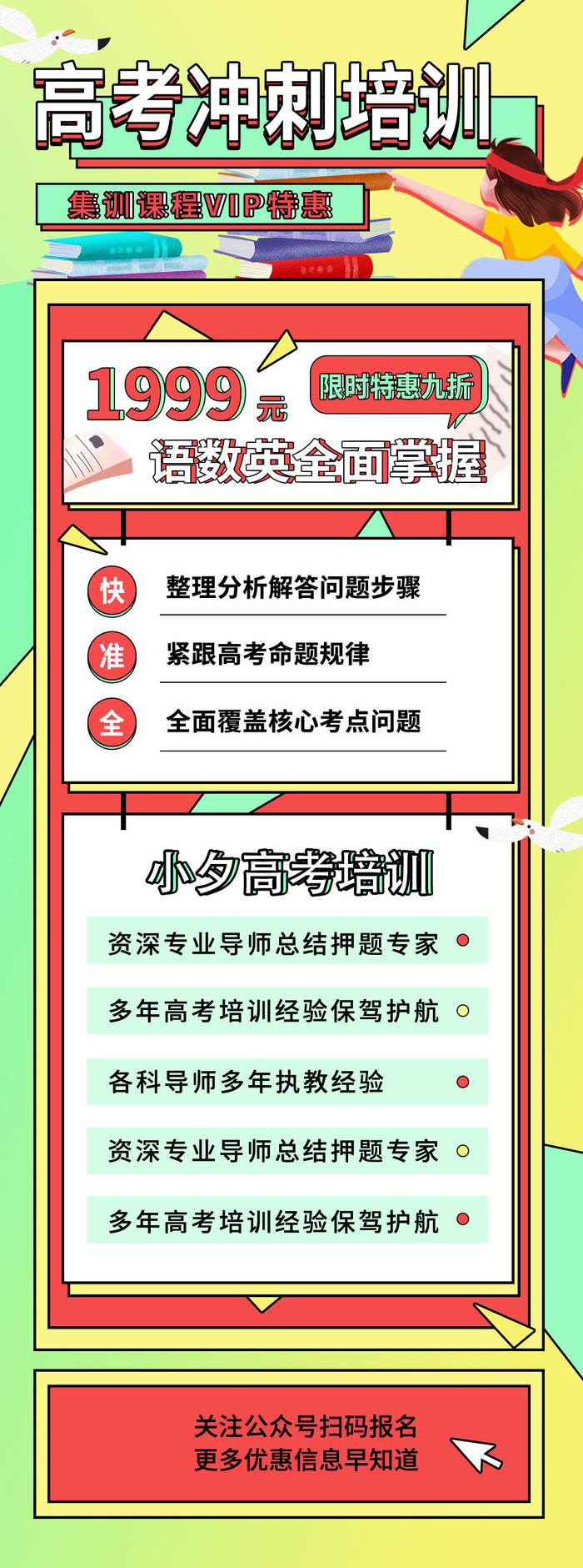 高考冲刺培训班辅导班特训营宣传促销H5长图招生海报PSD设计素材