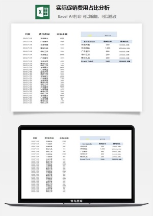 实际促销费用占比分析excel模板