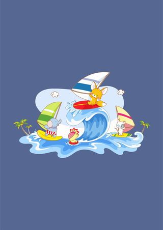 水上乐园海上运动游泳冲浪帆船