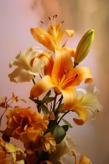 唯美百合花意境橘色背景