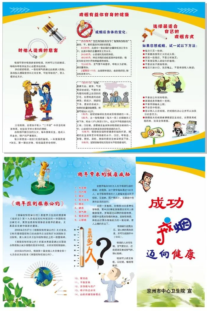 控烟宣传三折页cdr矢量模版下载