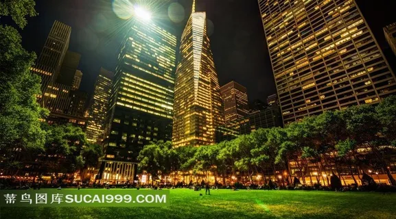 纽约市布莱恩特公园城市夜景图片