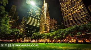 纽约市布莱恩特公园城市夜景图片