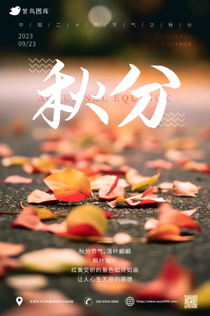 落叶 朦胧  秋分海报ai矢量模版下载