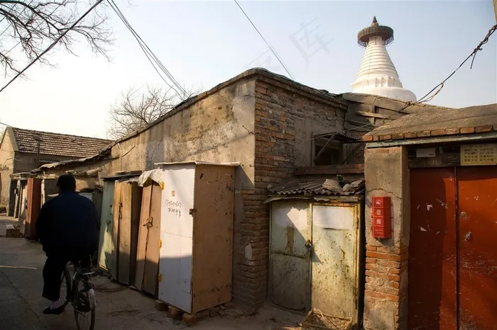 胡同白塔寺风景建筑图片素材