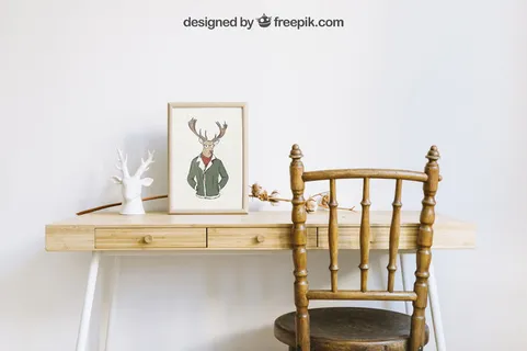 书桌相框摆件PSD素材