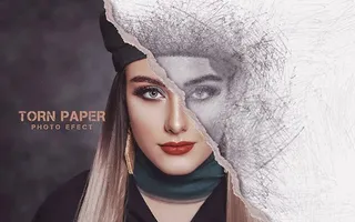 撕边等效果叠加智能模板