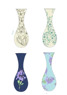 泡桐花瓶画册插画免抠素材