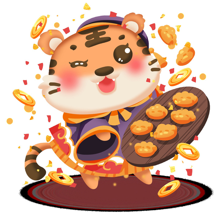 可爱2022年虎年吉祥物卡通形象新年海报元素AI矢量图PSD分层设计素材psd模版下载