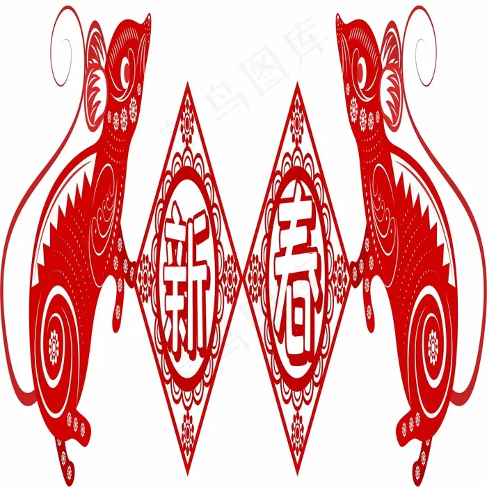 鼠年剪纸 剪纸风元素