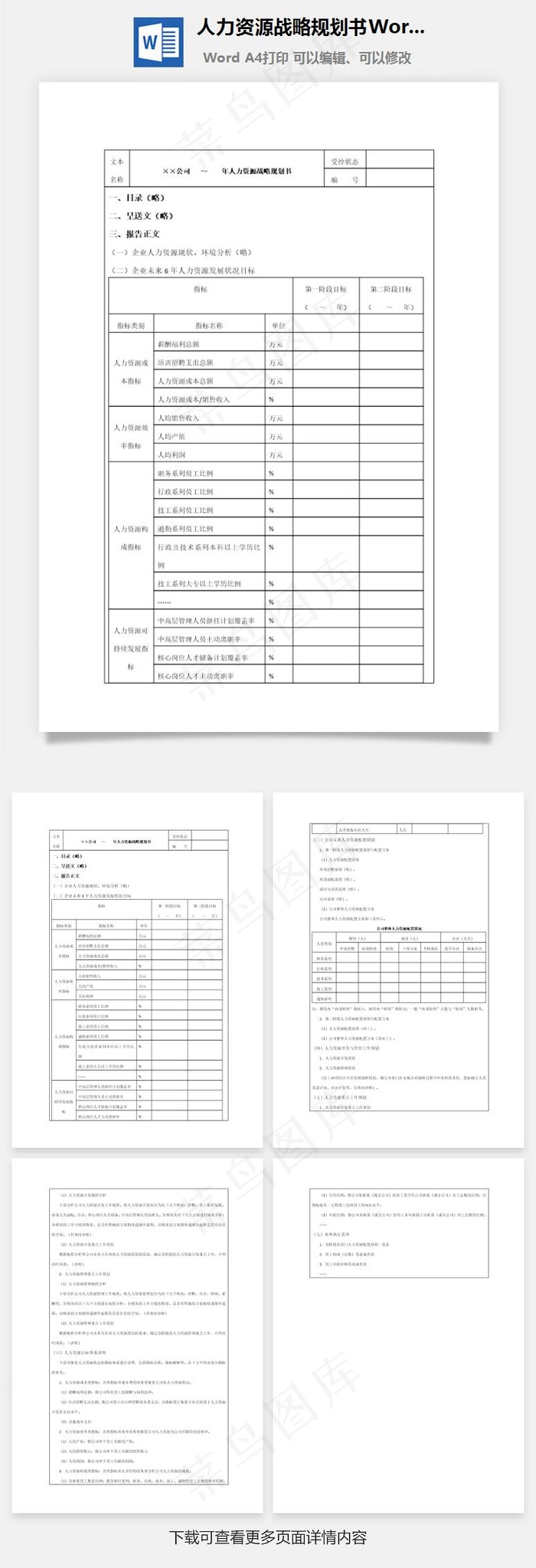 人力资源战略规划书Word文档