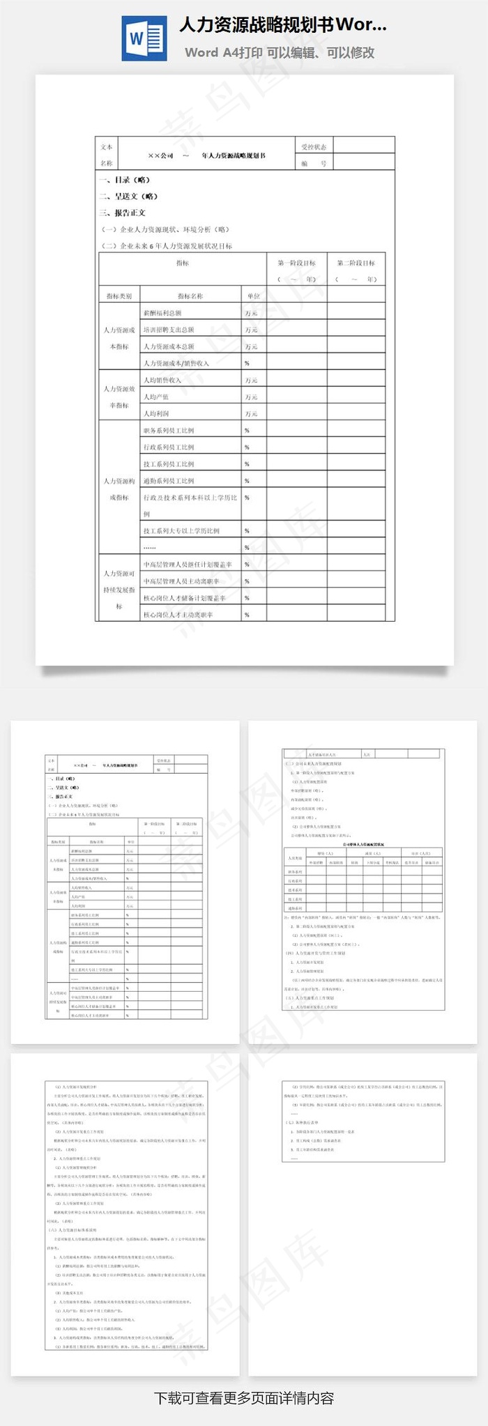 人力资源战略规划书Word文档