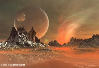 唯美的月球山脉景色高清图片