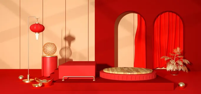 中国风国潮电商促销首页海报C4D背景图3D场景立体设计PSD素材模板 中国风国潮电商促销首页海报C4D背景图3D场景立体设计PSD素材模板