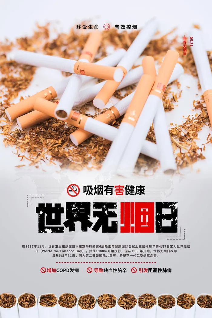 世界无烟日海报psd模版下载