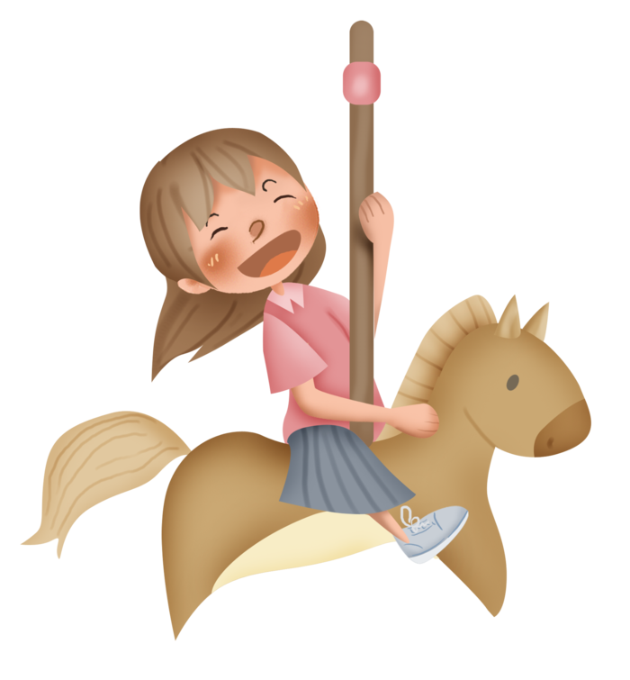 木马玩具剪贴画儿童节幼儿园插画