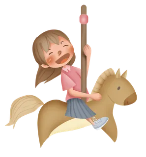 木马玩具剪贴画儿童节幼儿园插画