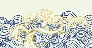 中国风鎏金浪花波浪矢量