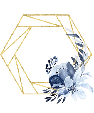 海军蓝金线水彩花卉素材