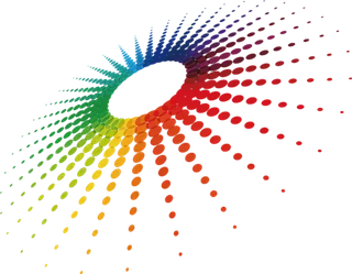 圆形颜色彩色斑点围绕科技kv主视觉