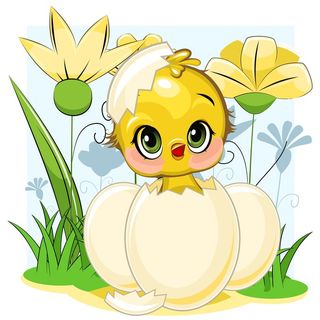 复活节装饰元素手绘插画兔子彩蛋鲜花场景(54)