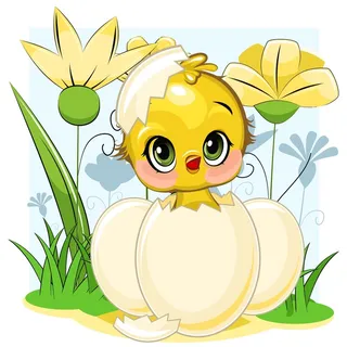 复活节装饰元素手绘插画兔子彩蛋鲜花场景(54)