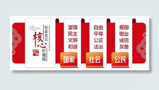 矢量党建文化墙核心价值观